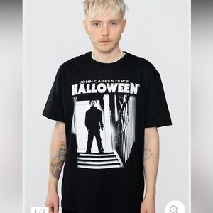 New Michael Meyers John Carpenter’s Halloween Stairs Tee Shirt Cotton Black Med